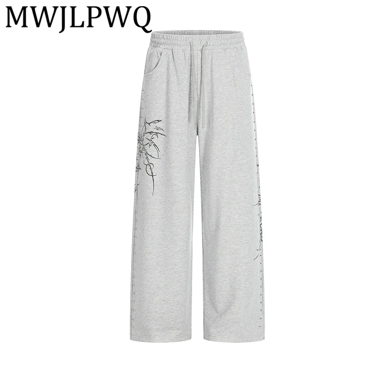 

MWJLPWQ 2026 Spring Summer New American Sweatpants Men's Retro Loose Draped High Street Wide Leg Casual Pants Trendy 21962