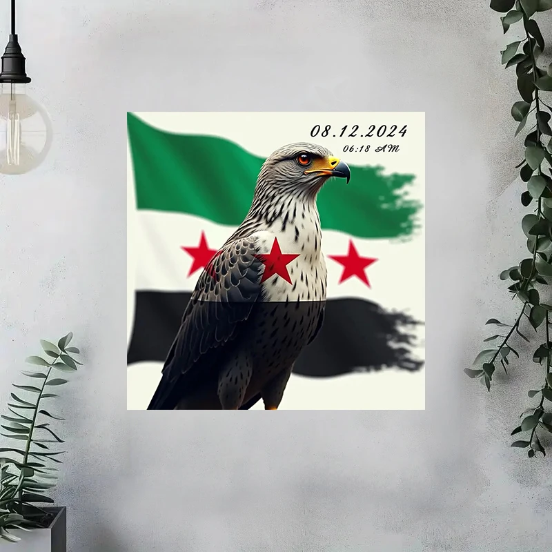 Syria Flag and Eagel Wall Stickers for Bedroom Entryway Living Room Porch Decoration ,Self-Adhesive Wall/Car Decals Poster