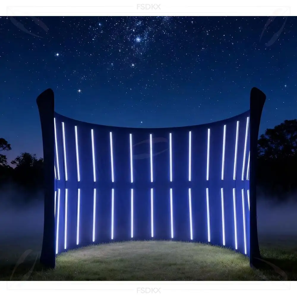

FSDKX Tension Fabric Display Backdrop 360 Photo Booth Oval Enclosure with Lights Photography Props Metal Frame