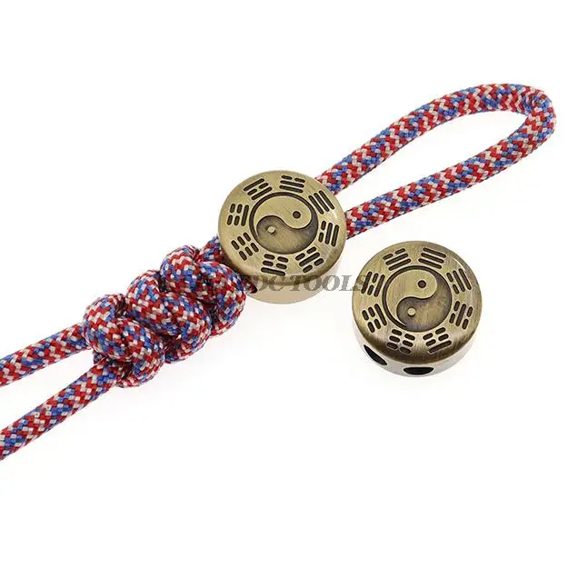 Tai Chi Bagua Pendant Brass Double Hole DIY Paracord Beads EDC Camping Gadgets Travel Supervivencia Accesorios