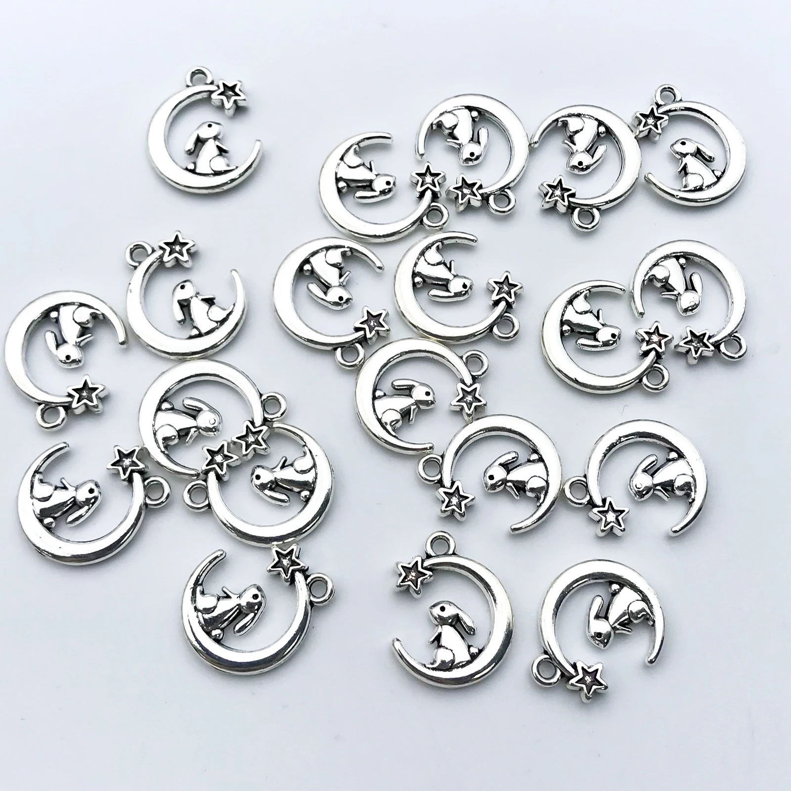 10/20Pcs Metal Alloy Plated Moon Rabbit Charms - Perfect for Jewelry Making, Bracelets, DIY Necklaces & Handmade Earrings!