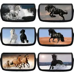 Galloping Horse Print  Large Capacity Cute Animal Pencil Box School Supplies Pencils Bag Pouch Stationery Gift