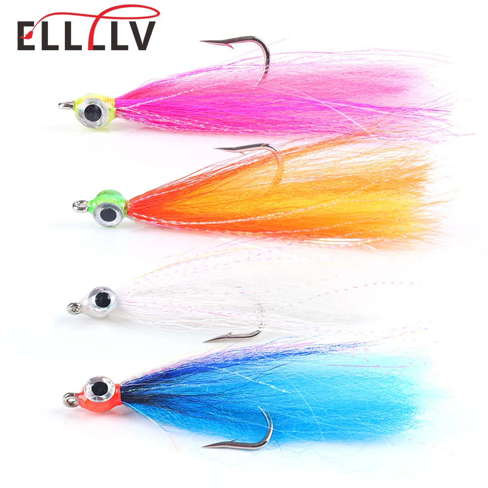 

Elllv 5/0# Saltwater Streamers Fly Suspending Bait Fish Minnow Flies Strong Hook Big Game Fishing Lure Bait for Sea Trout Bass