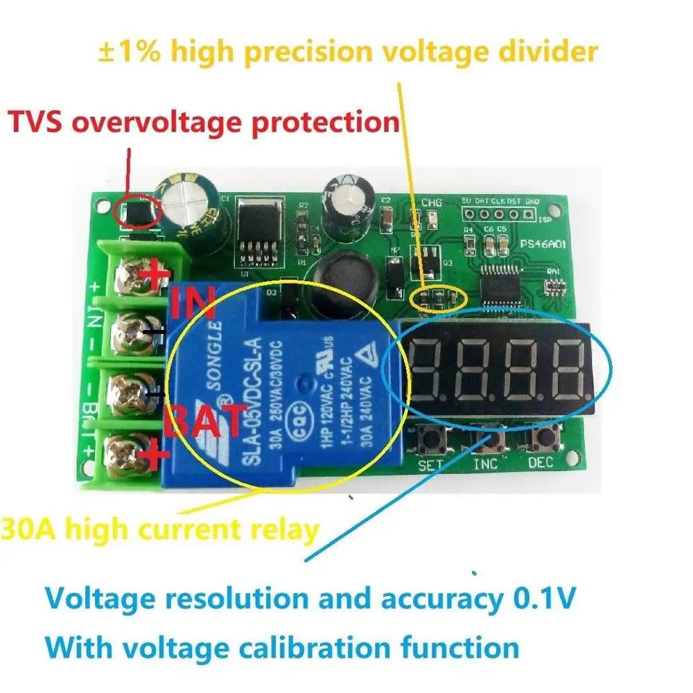 DC 12V 24V 36V 48V 60V Lead-acid Lithium Battery Charging Protection Board car batteries charger automatic start-stop module