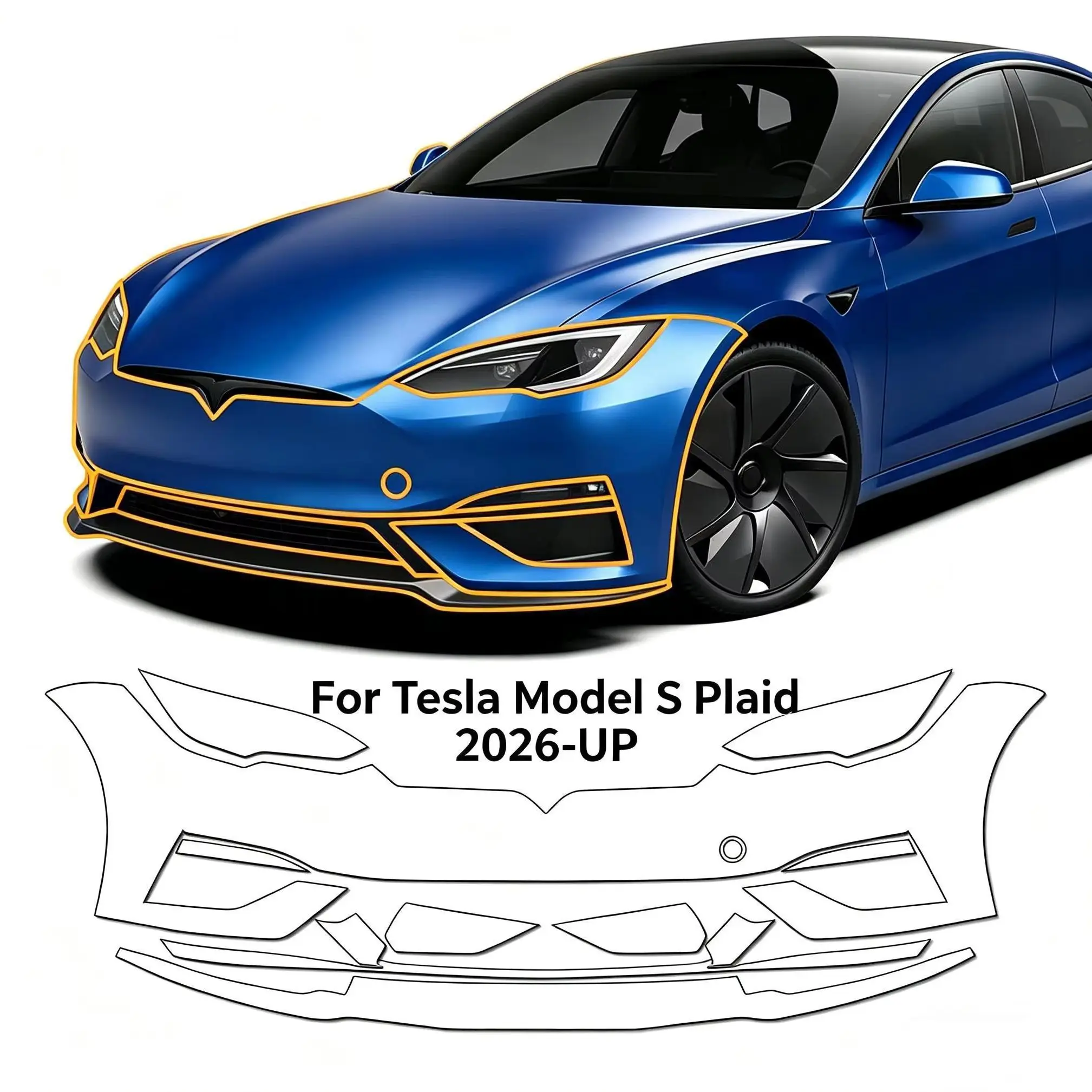 

For Tesla Model S Plaid 2026-UP TPU Body Bumper Door Pre-cut Sticker Paint Protection Film PPF Scratch-resistant And Transparent