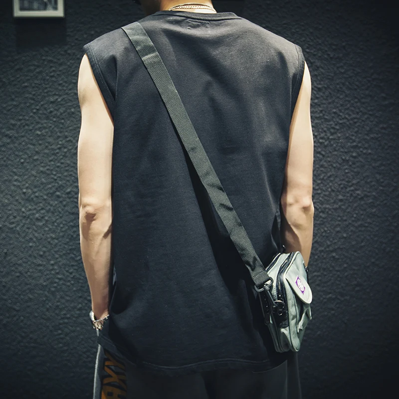 Summer Loose Men's Cotton Tank Top Sleeveless T-Shirt Trendy Brand Sporty Large Size Youth Casual Breathable round Neck Sweat...