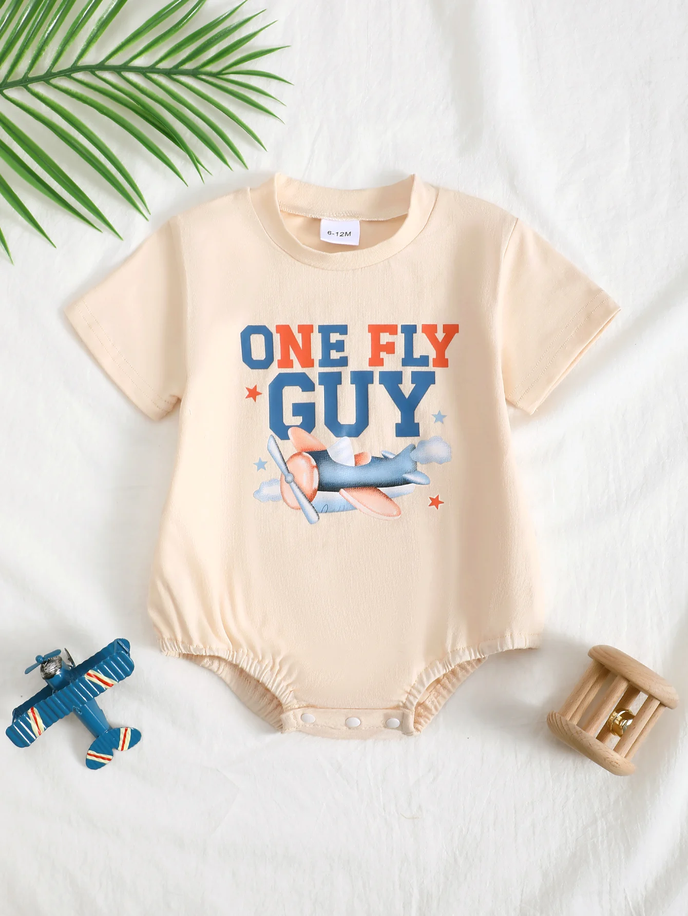 Baby Boy Aviation Print Short Sleeve Romper Triangle Design Infant Clothing Easy-On Onesie for Newborns