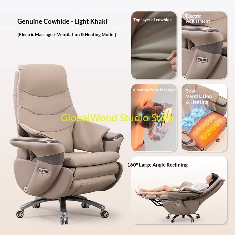 

Кресло для руководителя из натуральной кожи из воловьей кожи без колес, современный дизайн, кожаное кресло для руководителя Sillas Mecedoras Adultos