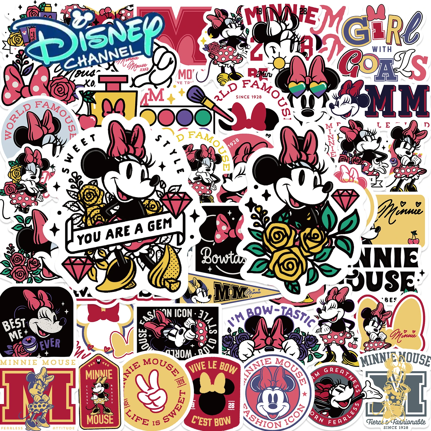 Disney 50pcs Minnie Mouse Stickers Set for Diaries Laptops L