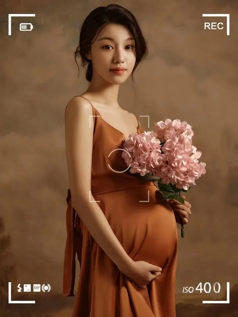 Maternity Photography Dresses V-neck Loose Suspender Dress Pregnancy Photo Shoot Clothes Pregnant Women Photography Props