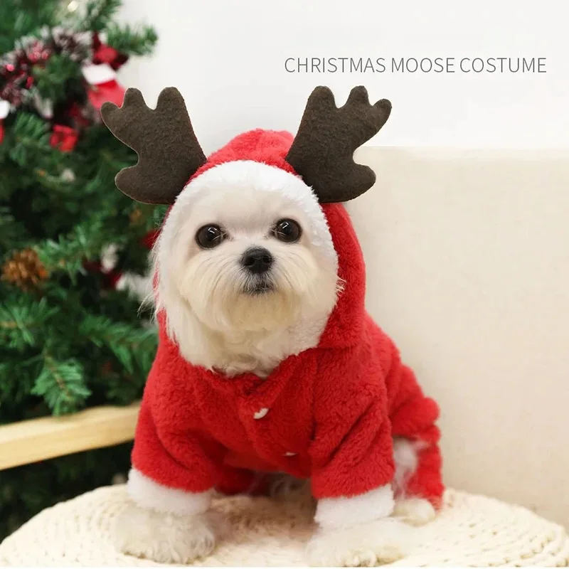 

Christmas Dog Clothes Winter Warm Coral Velvet Elk Hoodies Pet Clothes for Small Dog Chihuahua Christmas Dog Costume Ropa Perro