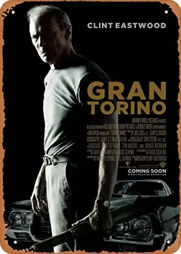Muecddoa Movie Poster Retro Metal Sign Gran Torino movie poster Movie Posters Wall Art Wall Art Decor Sign - 12 x 8 inch sign