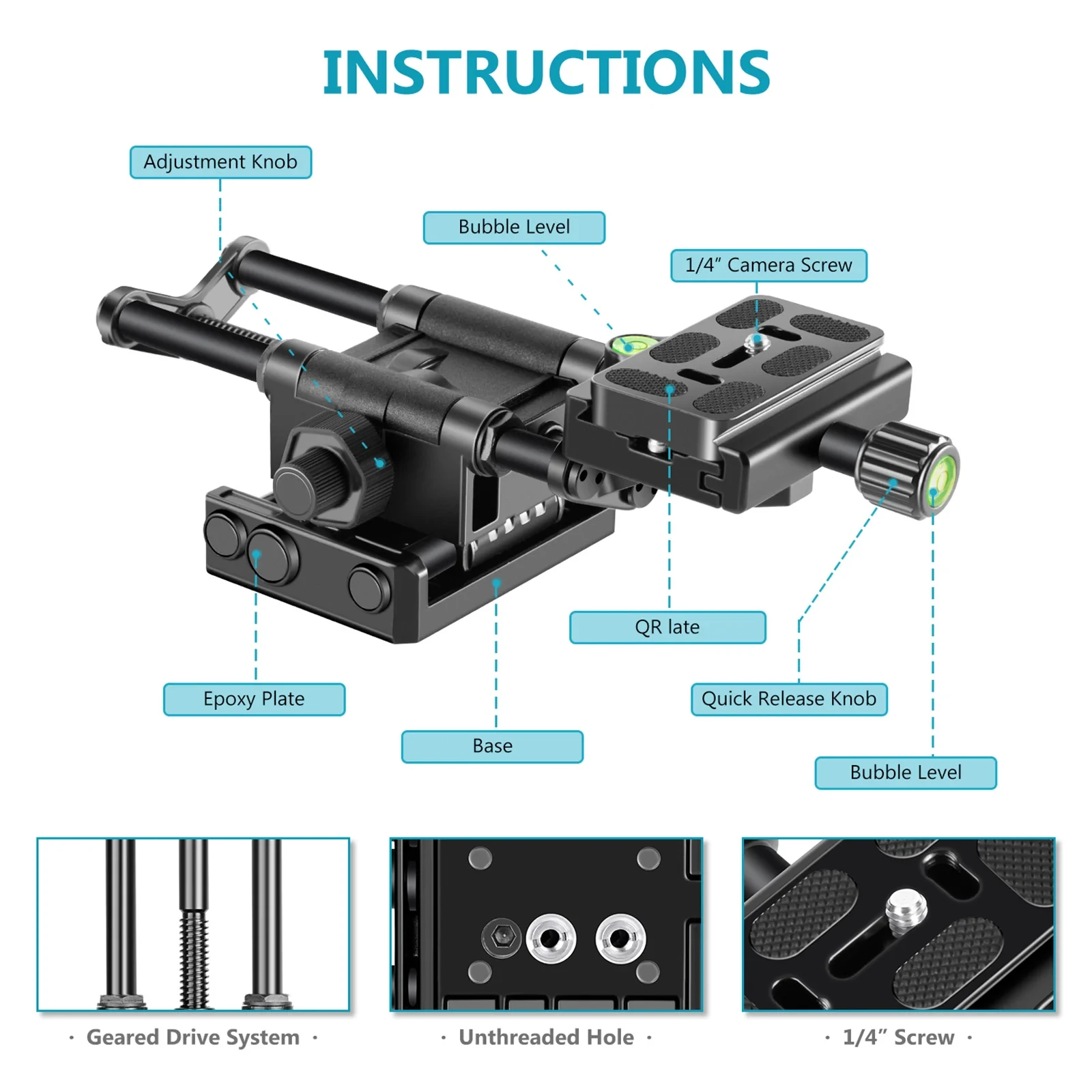 Lanxire Pro 4 Way Macro Focusing Focus Rail Slider with Arca Type Quick Release Plate for Canon Nikon Fujifilm Sony DSLR Camera