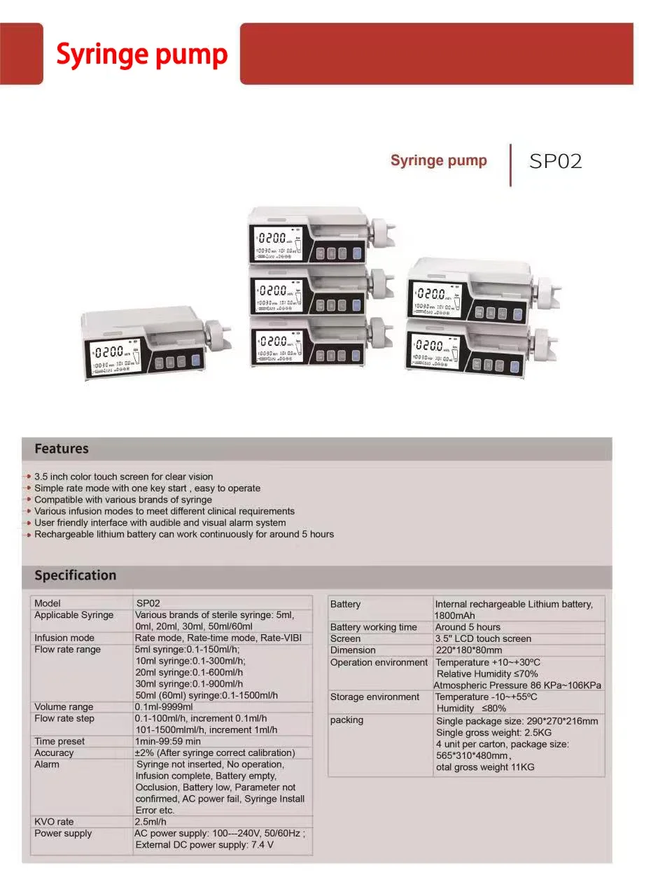 Stackable Type Human or Veterinary Use Syringe Pump Infusion pump LCD real-time Alarm Transfusion Heater