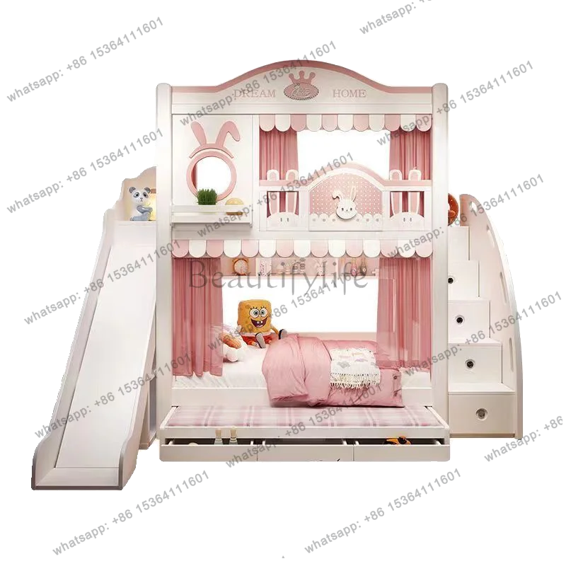 Decoration Storage Children Bed Frame Design Modern Bunk Children Bed Wooden Japanese