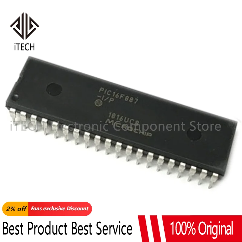 PIC16F887-I/P DIP40 In Stock New and Original Chip Microcontroller PIC16F887-I/P PIC16F887