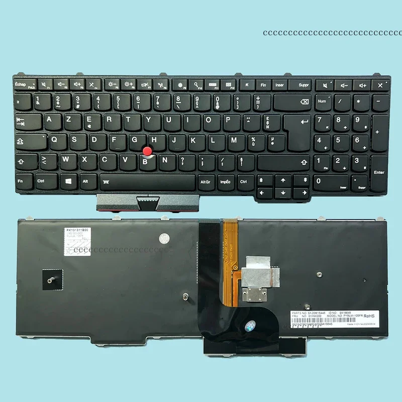 Teclado retroiluminado P50 AZERTY para Lenovo Thinkpad P50 P51 P70 P71 01HW200 PYBLW-105FR 9A18649 SN20M15446 francés para portátil