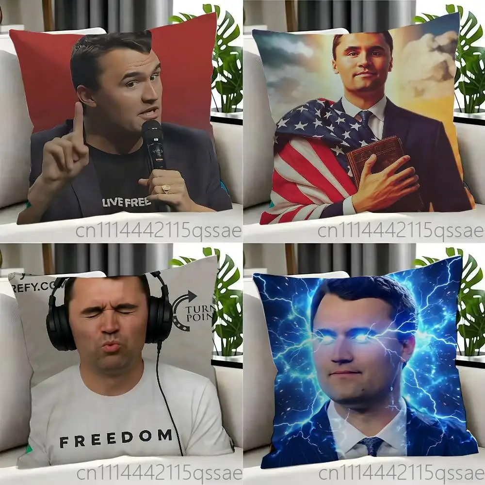 Charlie Kirk Jesus Cross Pillow Case Square Bedroom Sofa Leisure Comfort Cushion Car Home Decoration
