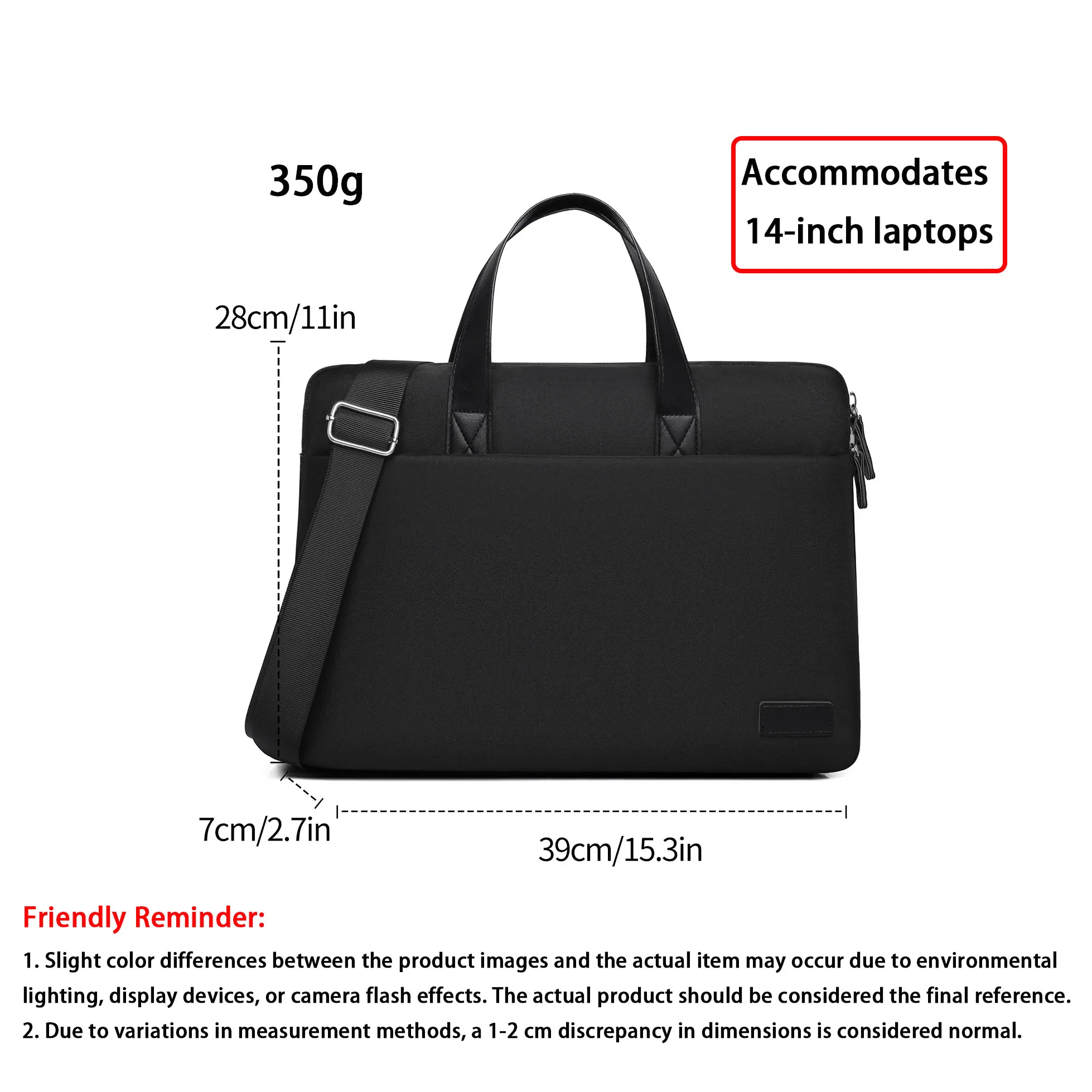 1PC 14-inch Laptop Bag Unisex Style Large Capacity Lightweight Commuter Shoulder Bag Men's Minimalist Business Laptop Carry Bag