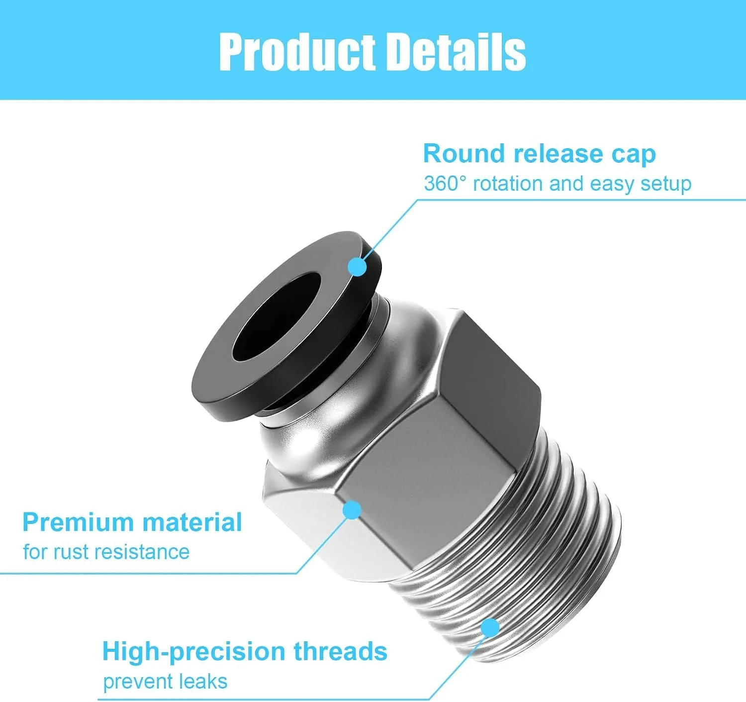 10 Stück PC4-M10 PTFE-Schlauchverbinder Pneumatische Bowden-Kupplung Schnellkupplungen für Ender 3 V2 E3D V6 3D-Drucker Extruder-Teile – Detail 4