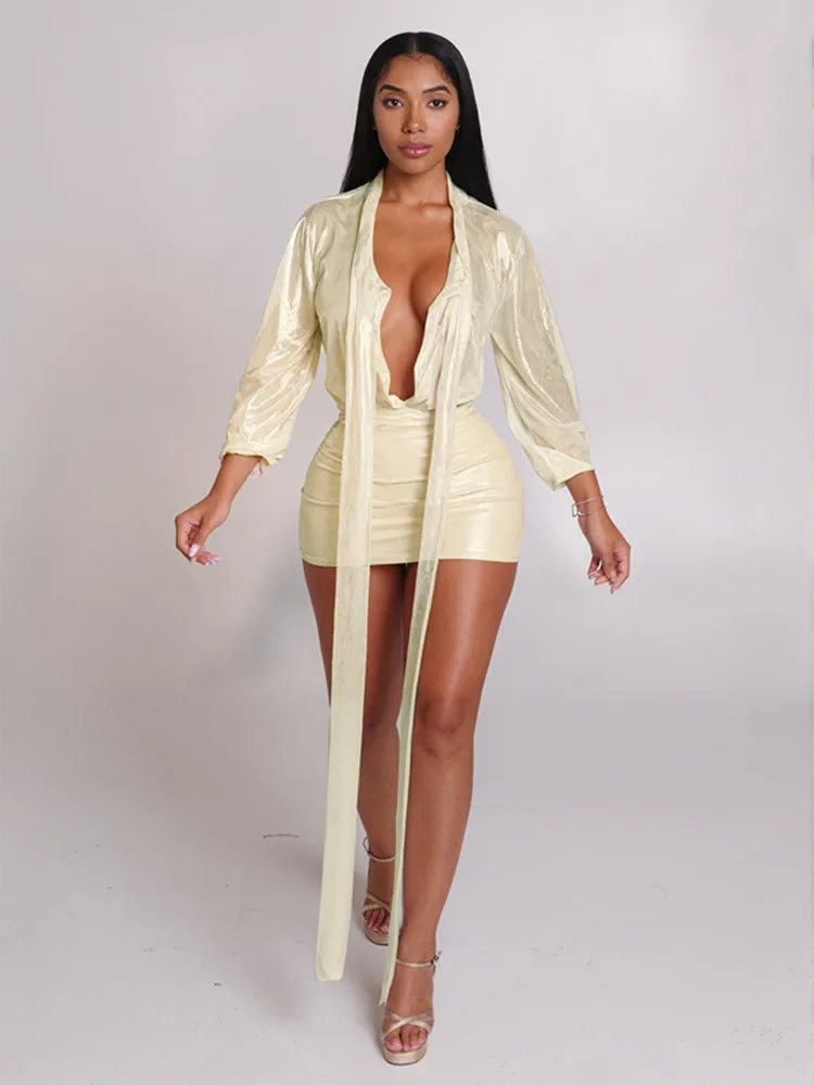 

BKLD 2026 Autumn New Strap Deep V-Neck Fashion Sexy Dress Women Clothing Long Sleeve Bodycon Short Dresses Party Clubwear