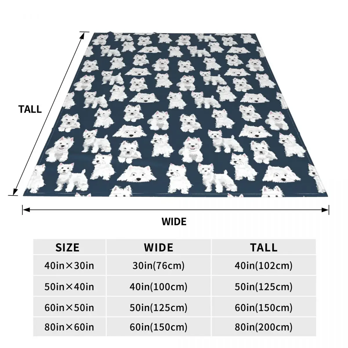 Westie Blanket Fleece West Highland Terrier Dog Cute Puppy Ultra-Soft Throw Blanket for Bed Bedroom Quilt