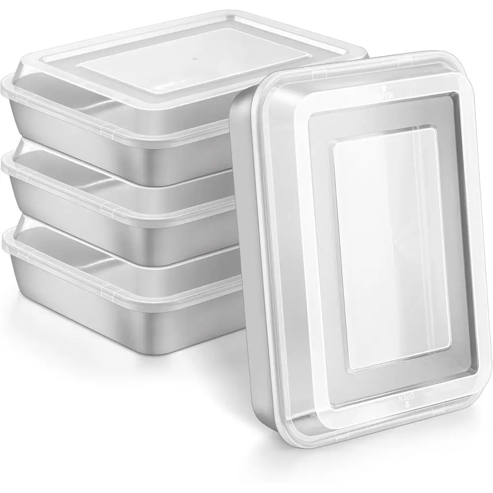 

8 x 10 Inch Nonstick Stainless Steel Cake Pan Sheet with Lid, Deep Cakes Bakeware for Brownies Casseroles, Non Toxic & Dishwashe