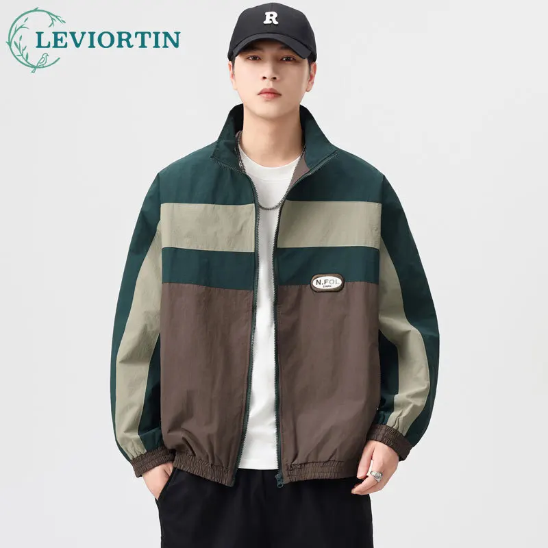 

Мужская японская рабочая одежда в стиле ретро, дизайн с маркировкой значка, контрастное сращивание цветов, модная свободная куртка модного бренда