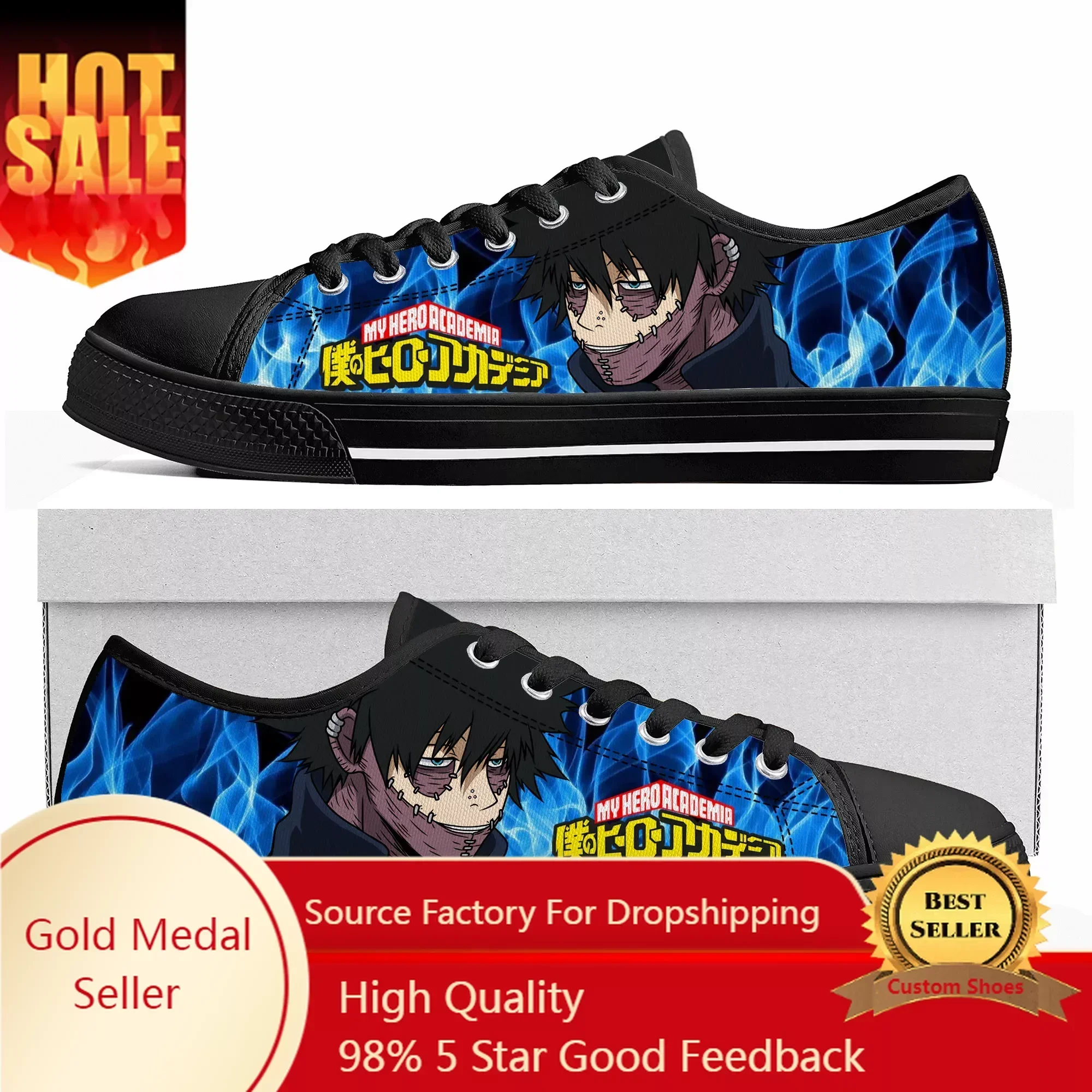 

Manga My Hero Academia Dabi Low Top Sneakers Mens Womens Teenager High Quality Canvas Sneaker Casual Couple Shoes Custom Shoe