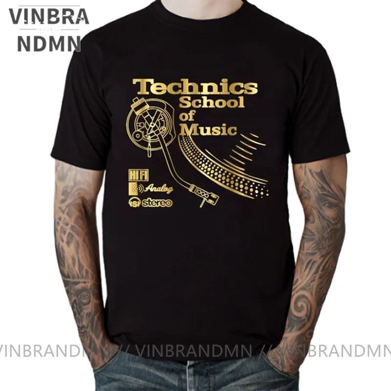 VINBRANDMN Retro Deejay shirt Long Play tshirt Technics School of Music T-shirt men Vintage DJ music T shirt 2020 Newest Fashion