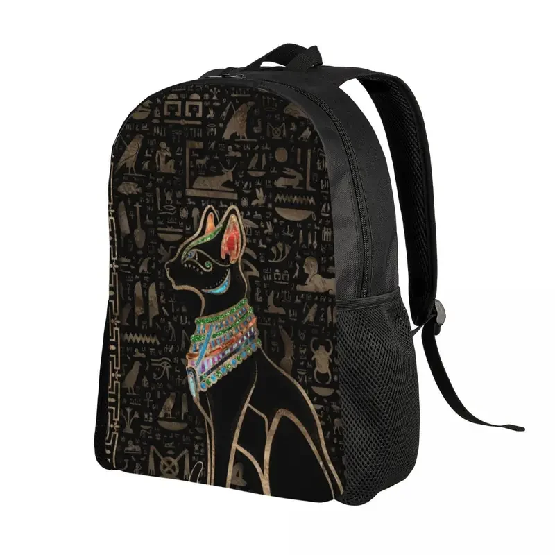 Mochila personalizada de gato egipcio para hombre y mujer, bolsa básica para la Escuela Universitaria, bolsas de diosa del Antiguo Egipto