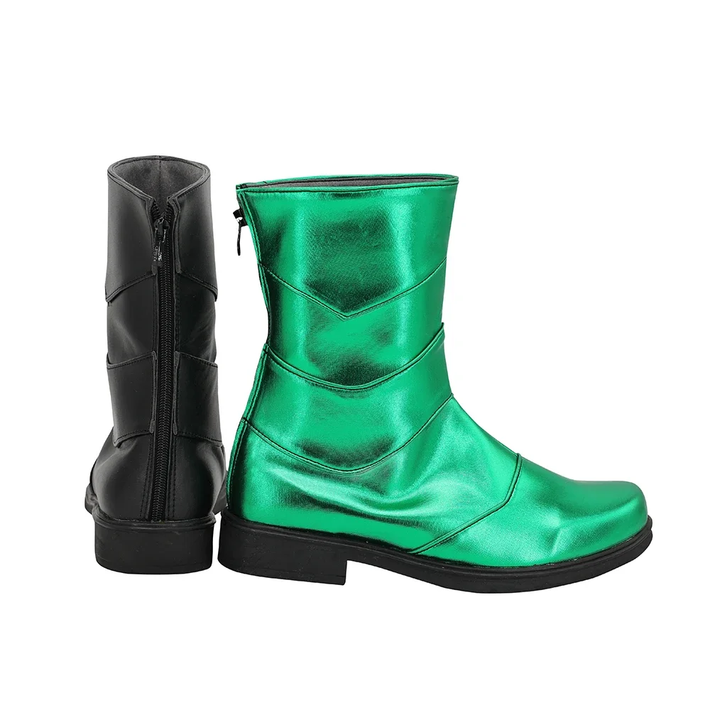 Kamen Rider W Cosplay Botas, Masked W, Verde, Sapatos pretos, Custom Made, qualquer tamanho