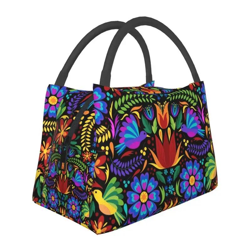 

Custom Mexican Flowers Art Pattern Lunch Bags Men Women Cooler Warm Insulated Lunch Box for Office Travel
