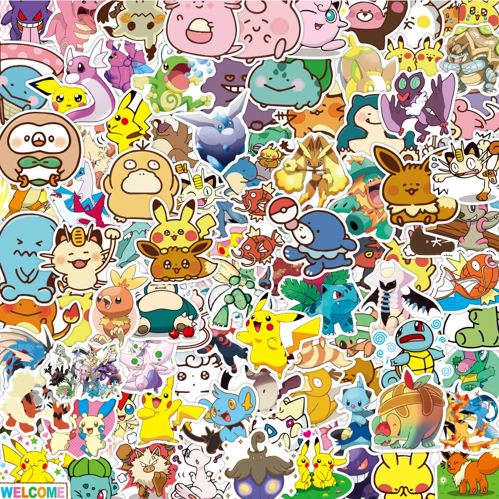 

10/30/50/100pcs Cartoon Pokemon Stickers Kawaii Pikachu Anime Decals for Notebook Luggage Guitar Waterproof Graffiti Kid Sticker