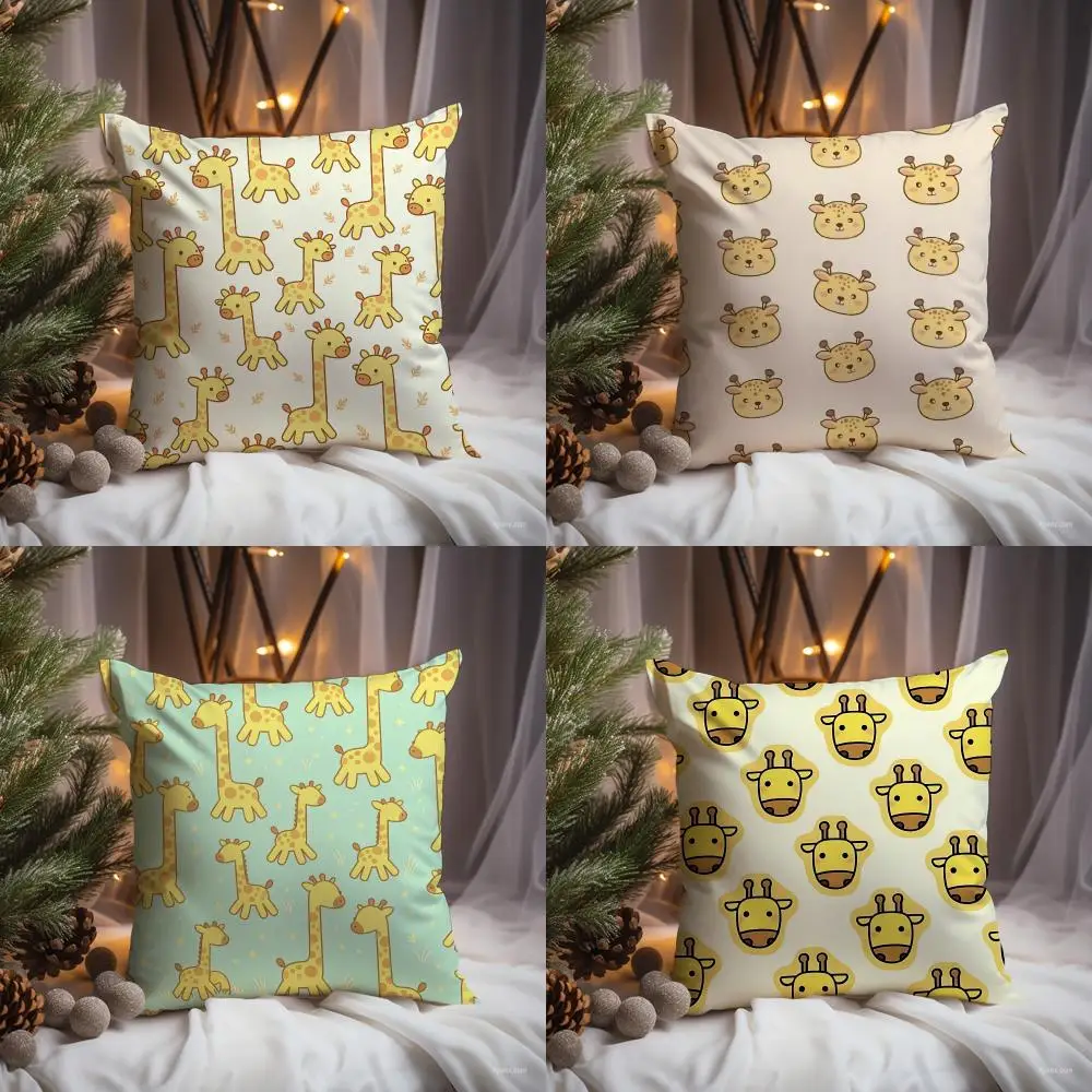 Cute Deer Cushion Cover Premium Comfort Reversible Pillow Cove -Two in One Design for Any Room & Car Interior