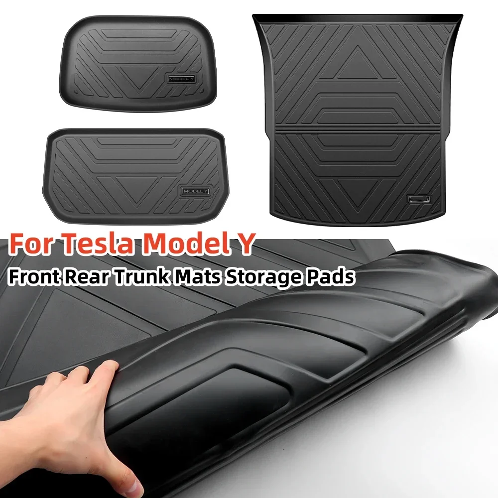 

Upgrade Cargo Liner Set For Tesla Model Y 2020-2023 All-Weather Trunk Mats Set Carpet Protect Frunk Front/Lower Boot Liners