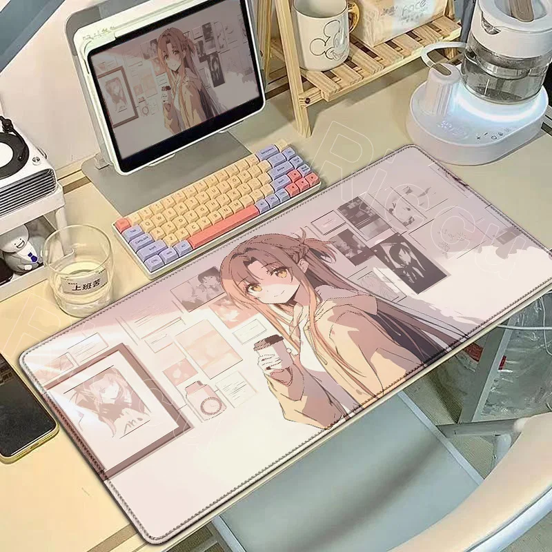 

New Hot Anime SAO Desk Mat Kawaii Girl Asuna Mouse Pad Laptop Gaming Office Computer Keyboard Pads Table Large Rubber MousePads