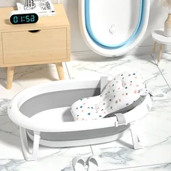 Baby digital temperature sensitive bath tub for baby sitting and lying folding large bath tub household newborn products