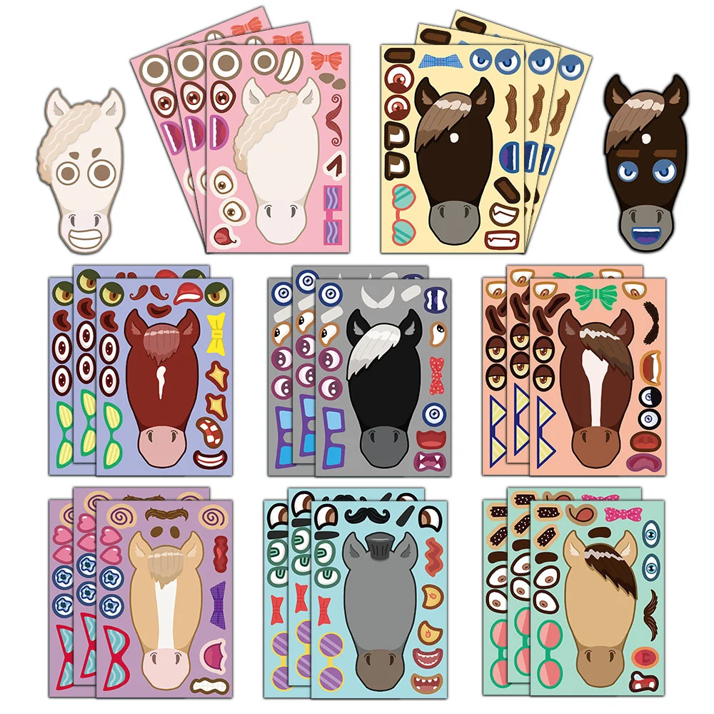 8PCS/pack Funny Abstract Horse Glue Cartoon Watercolor DIY Toy Gift Graffiti Decal for Phone Luggage Laptop Bottles Scrapbook Wa