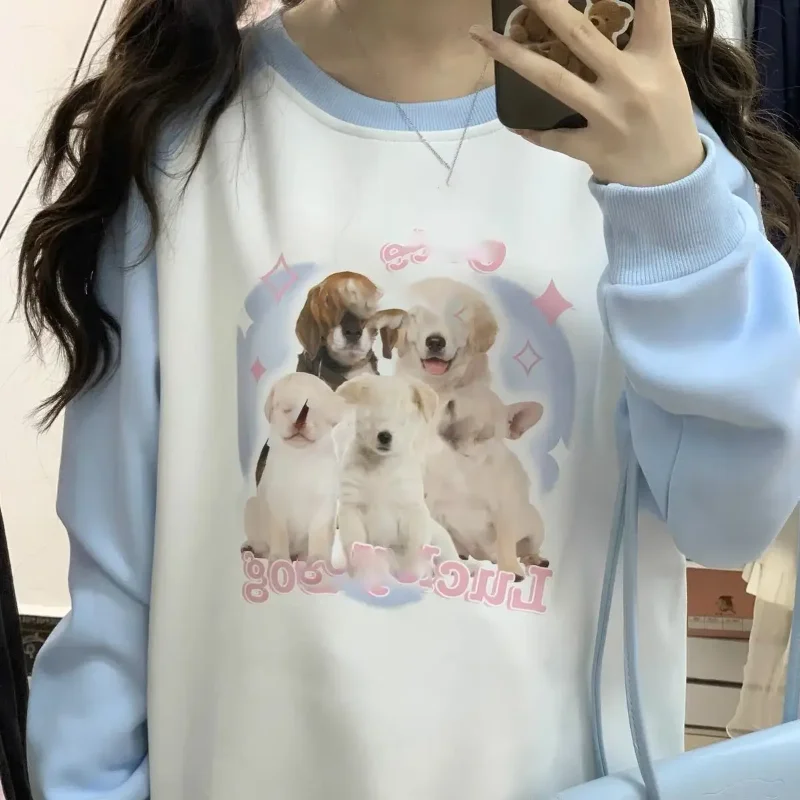 Damska bluza z nadrukiem japońskich kawaii postaci z kreskówek, jesienna bluza z okrągłym dekoltem, vintage Y2k Harajuku Gothic Coat, damska bluza Sudadera Grunge