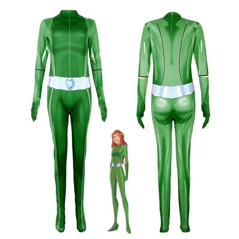 l2025l بدلة الهالوين T-Totally S-Spies النسائية التأثيرية للأطفال بدلة أنيمي البرسيم Ewing للهالوين سامانثا سيمبسون اليكسا