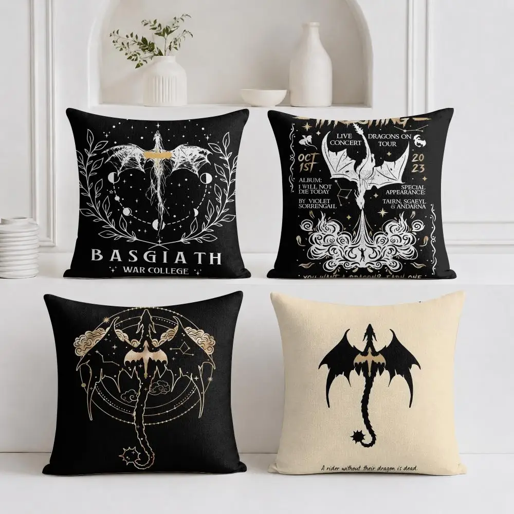 F-Fourth W-Wing Dragon Cushion Cover Organic Linen Square Pillow Case Durable Non-Allergenic And Kind To Skin