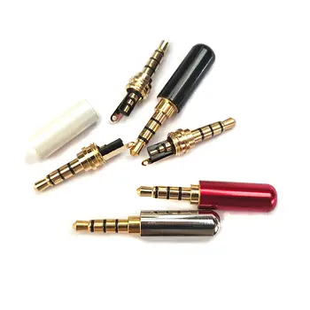 1/5 ks měděný 3/4 pólový 3,5mm konektor (samec) pro sluchátka 3,5mm stereo audio konektor pro 4mm kabelový adaptér 10 nejlepší prodej 3,5mm jack 4pólový - №10