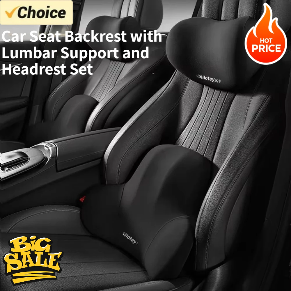 

Car Neck Pillow Set Memory Foam Protective Lumbar Back Support Breathable Car Headrest Cushion Relieve Stress Car Seat Pillow