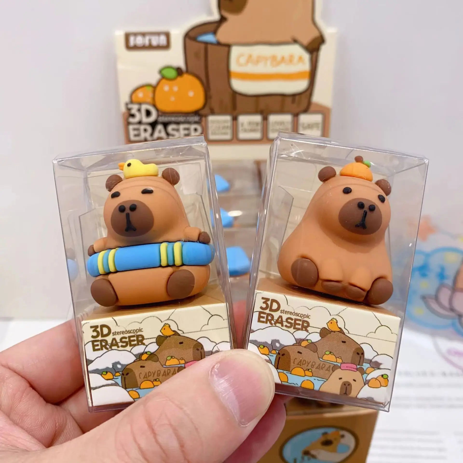 Capivara Dos Desenhos Animados Lápis Figura Borracha, Estudante Papelaria Suprimentos, Brinquedo de Borracha das Crianças, Presente do Prêmio, 3Pcs por Conjunto