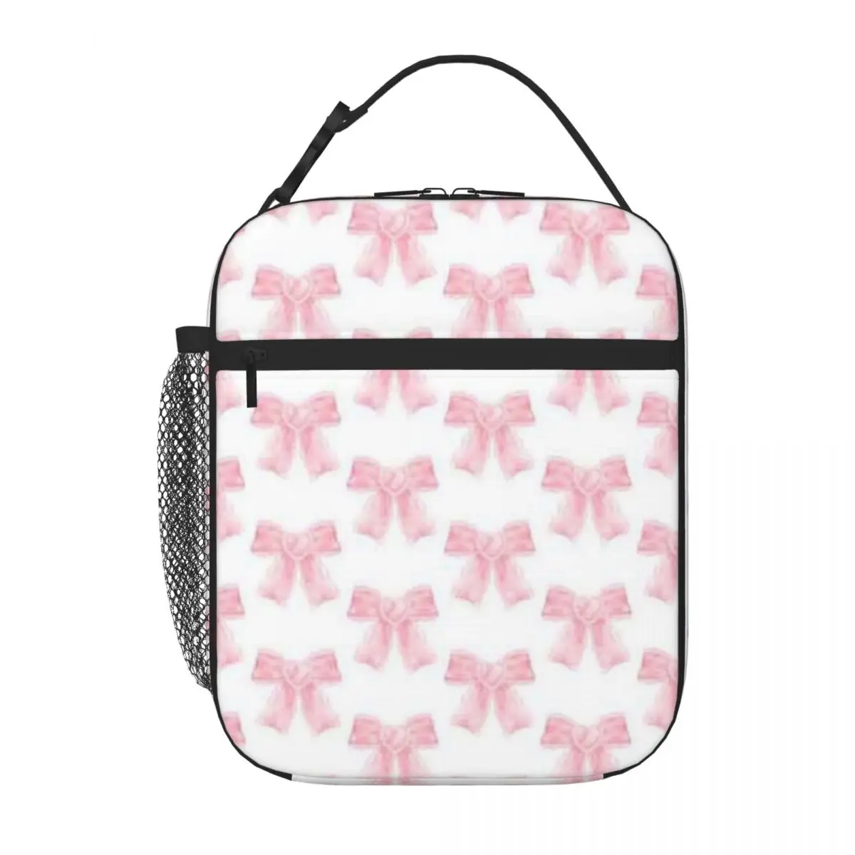 Bestselling Coquette Pink Bow Ribbon Office Style Leakproof Lunch Bag Urban Commute Insulated Snack Tote