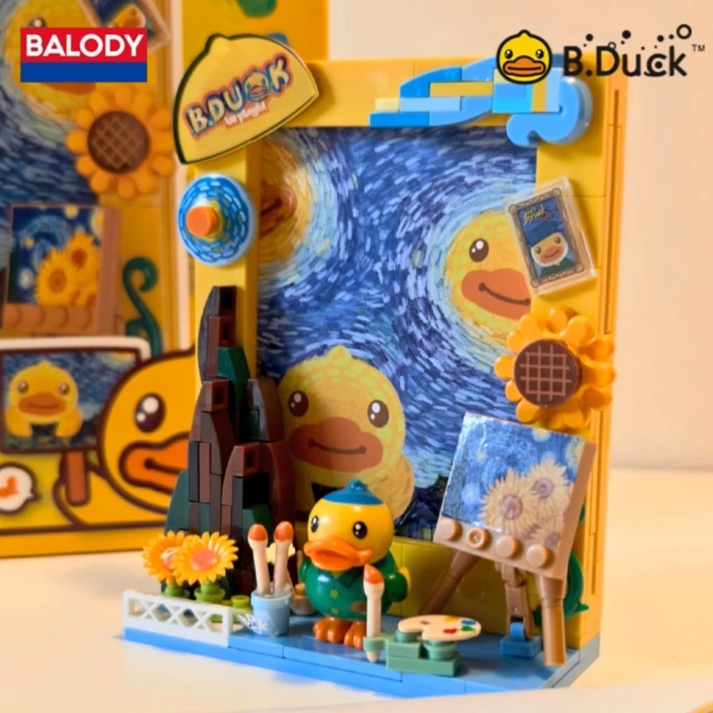 BALODY B.DUCK Building Blocks Cartoon Yellow Duck Photo Frame Toy Small Particle Splicing Model Ornament Birthday Gift