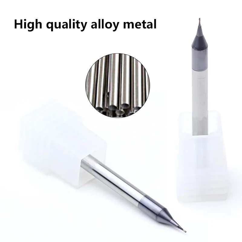 1PC HRC60 Micro Square End Mill 2 Flutes 0.2-0.9mm TiAIN Micro Flat 4mm Shank Milling Cutter Mirco Carbide CNC Engraving Bit