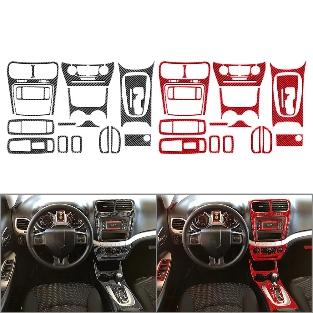18Pcs Carbon Fiber Pattern Car Full Interior Kit Cover Trim For Dodge Journey 2011 2012 2013 2014 2015 2016 2017 2018 LHD