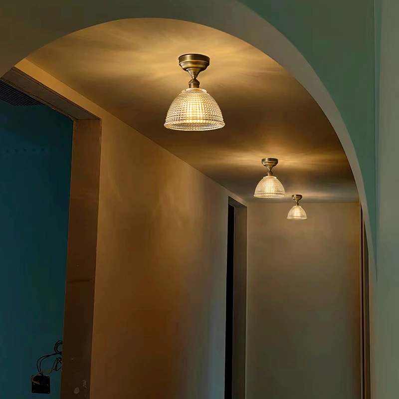 Industrial Vintage Copper brass ceiling lamp, Glass shade with Ceramic Sockets, for Loft, Cafe, Restaurant